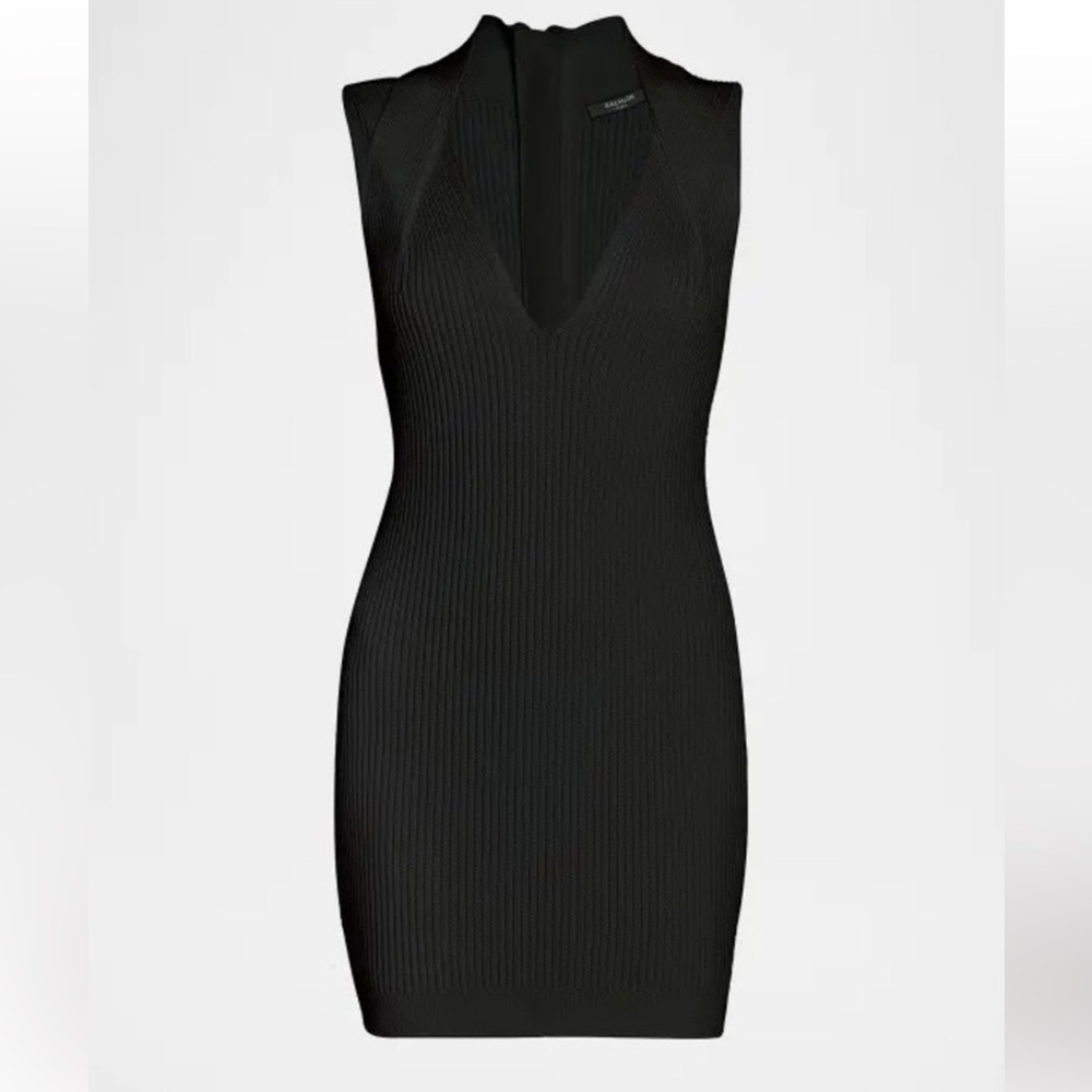 NWT Balmain Crossover V-Neck Knit Mini Dress size 42/ US 10